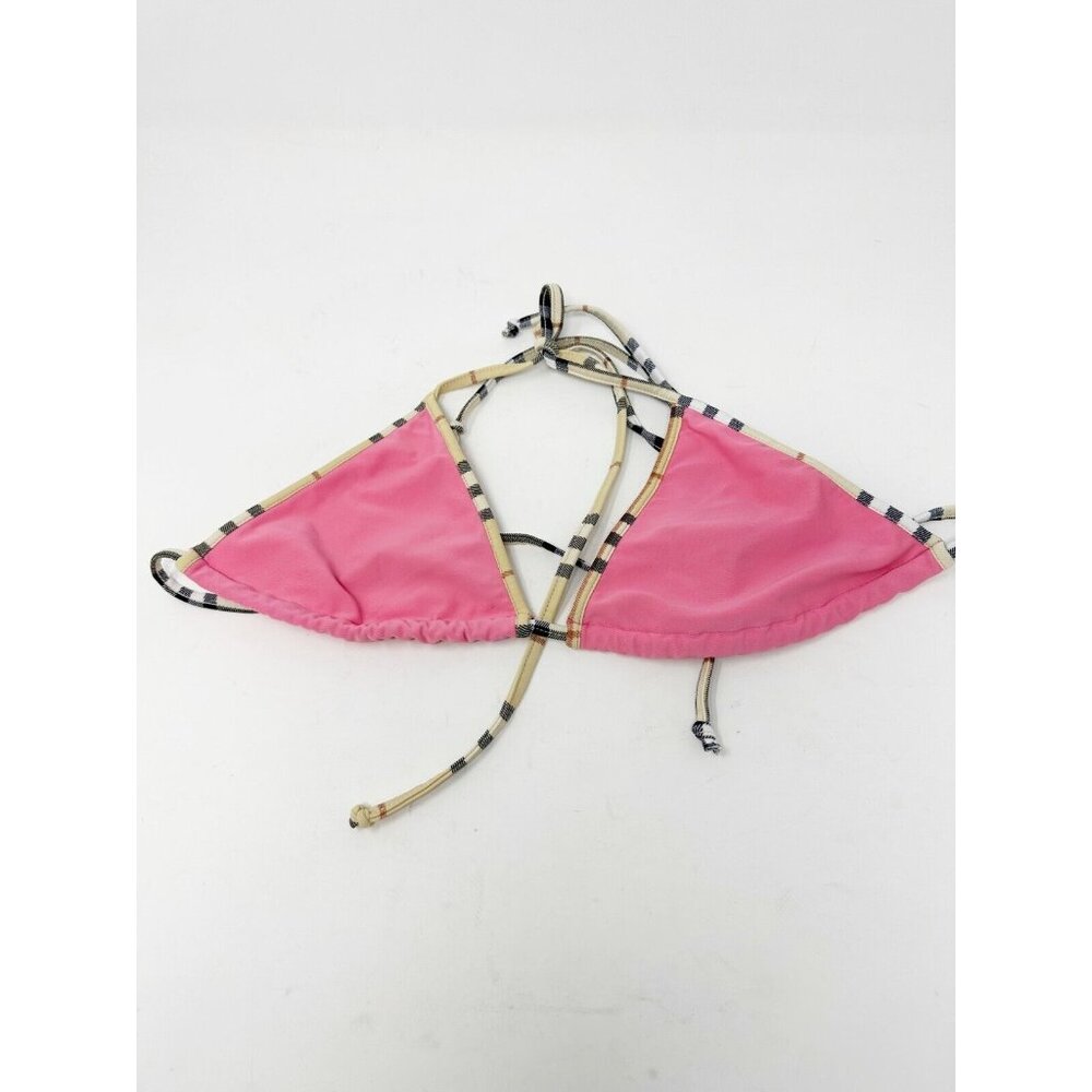 Burberry London Womens Y2K Nova Check Trim Triangle Bikini Top‎ Pink Medium